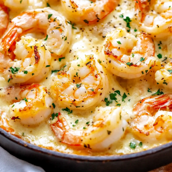 Keto Garlic Shrimp Au Gratin