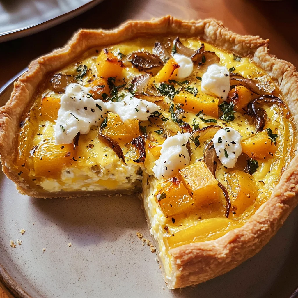 Butternut Squash, Caramelized Onion, and Goat Cheese Quiche