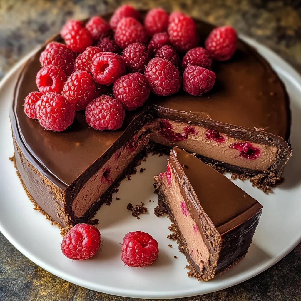 Dark Chocolate Raspberry Cheesecake