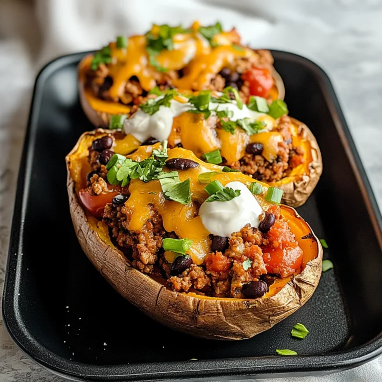 High Protein Ground Turkey Stuffed Sweet Potato