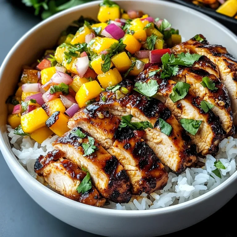 Jerk Chicken Bowls with Mango Salsa and Coconut Rice