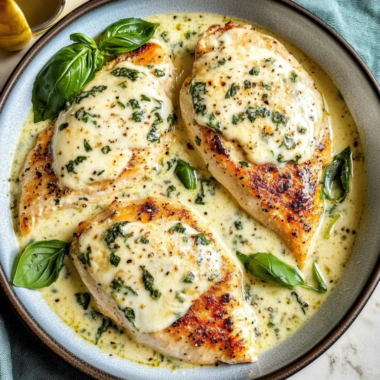 Mozzarella Chicken in Basil Cream Sauce