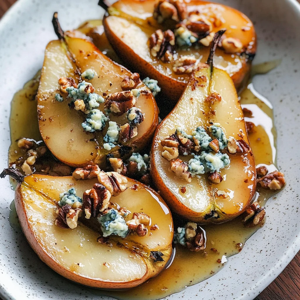 Roasted Pears with Blue Cheese, Walnuts and Honey Recipe