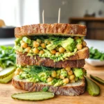 Smashed Chickpea Avocado Dill Pickle Sandwiches