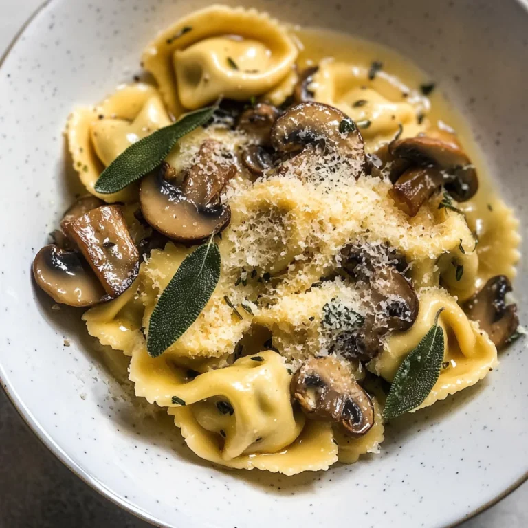 Cheese Tortellini with Butter, Mushrooms, and Crispy Sage