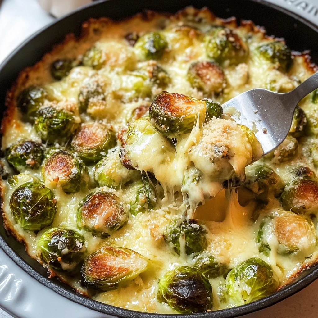 Garlicky Creamy Brussels Sprouts Au Gratin
