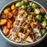 Maple Dijon Chicken & Roasted Sweet Potato Bowls